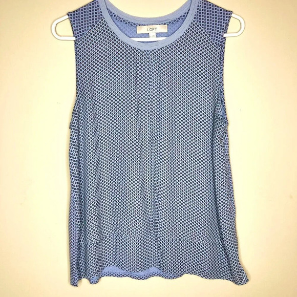 Loft Sleeveless Layered-Front Top, Blue, Size M - Picture 1 of 8